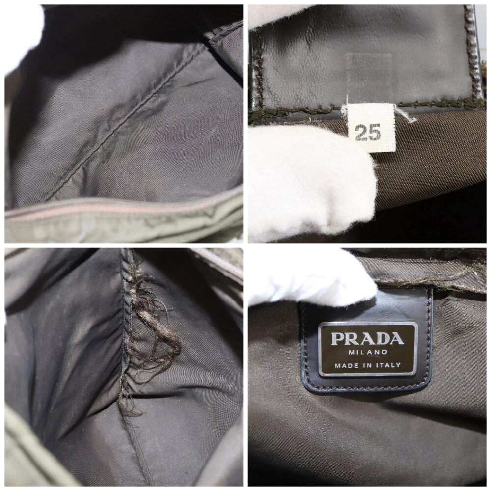 PRADA Shoulder Bag Nylon Khaki Silver Auth ar12956 - Picture 15 of 16